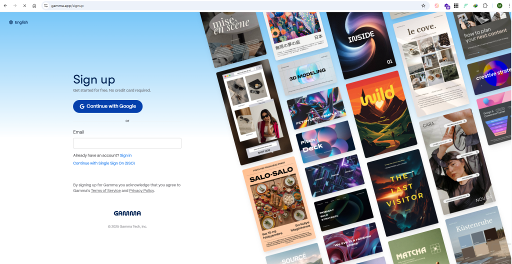 Gamma, How to SignUp